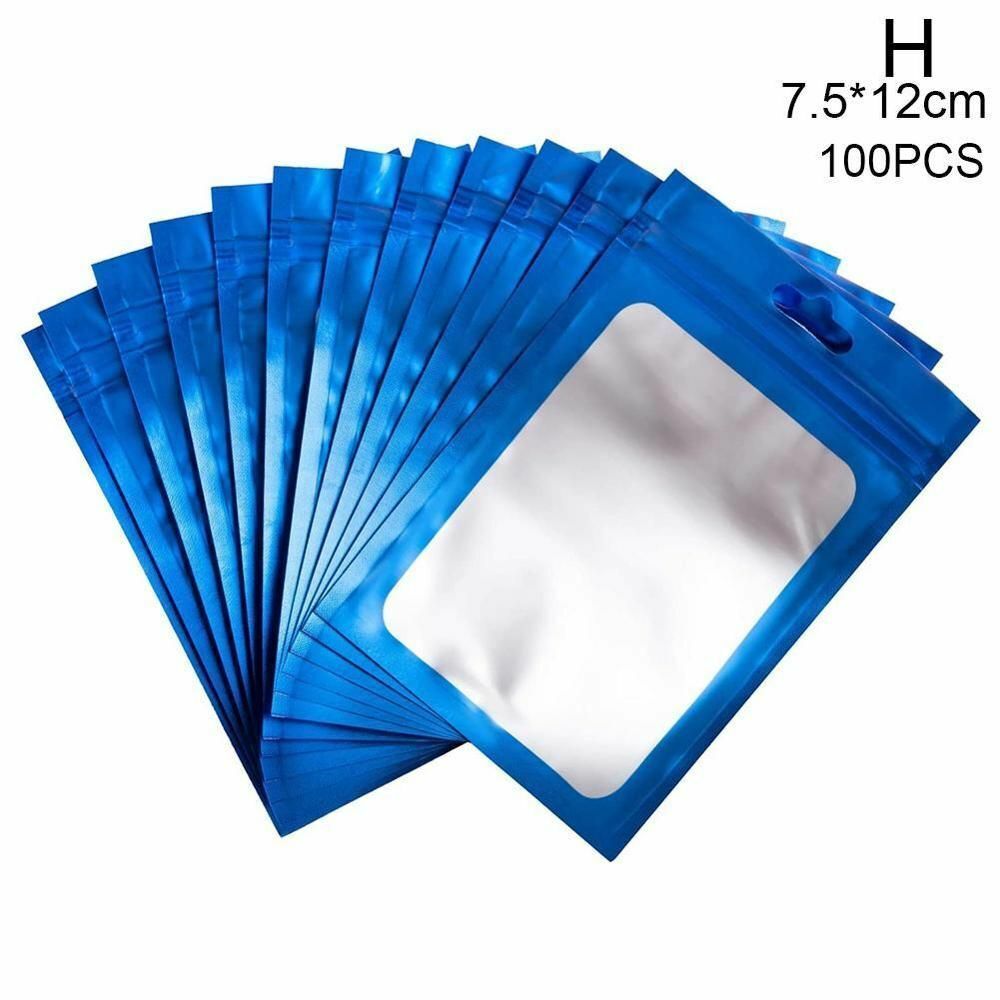 Cosmetic Bag 100pcs 4 Sizes Flat Bath Salt One Side Clear Mini Aluminum Foil Zip