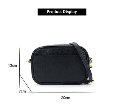 Genuine Leather Pebble Pattern Shoulder Bag Small Square Messenger Bags Purse