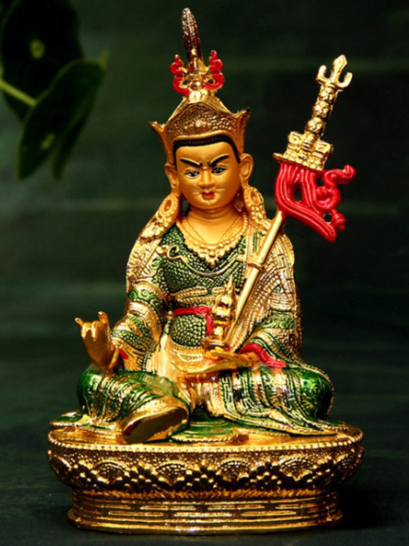 Handpainted Buddhism Padmasambhava Meditation Buddha Wealth Luck Divinity Statue