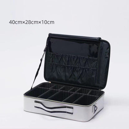 Leather Clapboard Cosmetic Bag Professional Make Up Case Large Traveling Insert