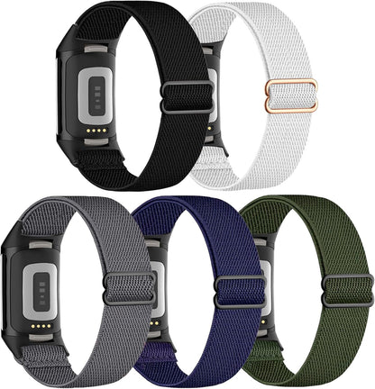 5 Pack Stretchy Watch Bands Compatible with Fitbit Charge 6 Bands/Fitbit Charge