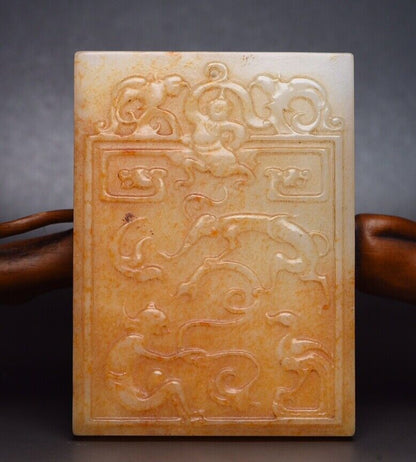Chinese Old Natural Hetian Jade Carved Exquisite Statue Pendant Jewelry Rare Art