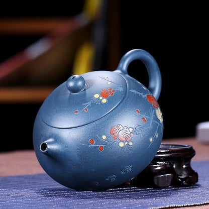 Wintersweet Carved Xishi Pot Real Yixing Zisha Republic Green Clay Tea Pot China
