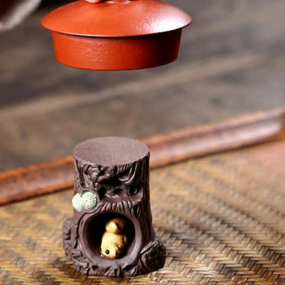 Squirrel Handmade Purple Clay Tea Pet 4.9cm Teaport Lid Bracket Kung Fu Tea set