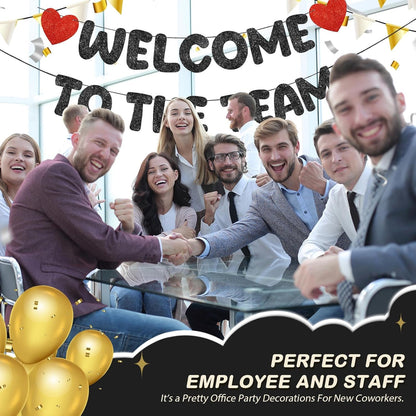 Pre Strung Welcome to the Team Banner with Two Heart Signs, NO DIY, Glitter Welc