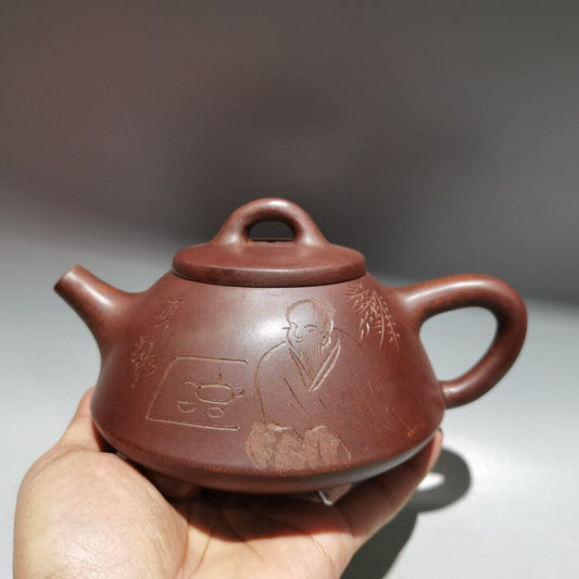 Vintage Chinese Yixing Purple Clay Teapot Zisha Handmade Ceramic Figure Tea Set