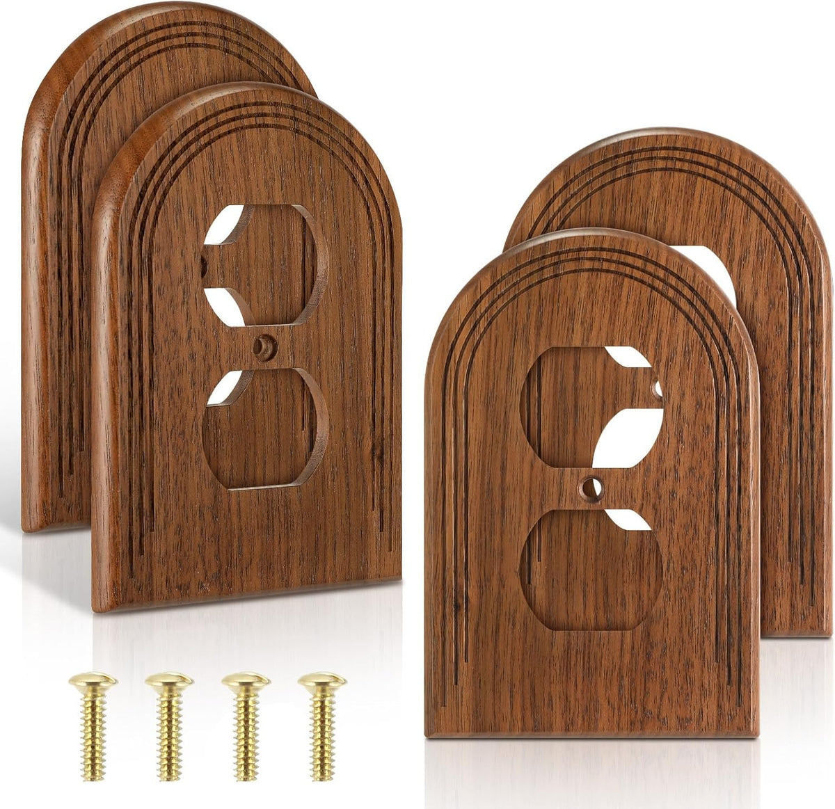 4 Pcs Walnut Wood Light Switch Cover Brown Outlet Covers Wall Plate Decorative B