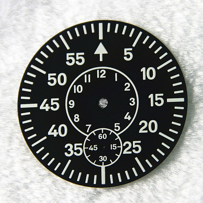 38.9MM Watch Pilot Dial Green Luminous Face Plate For ETA 6497 6498 Second @6/9