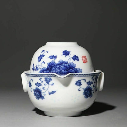 4"Chinese portable ceramic tea set Kung Fu tea cup travel tea set a pot cup