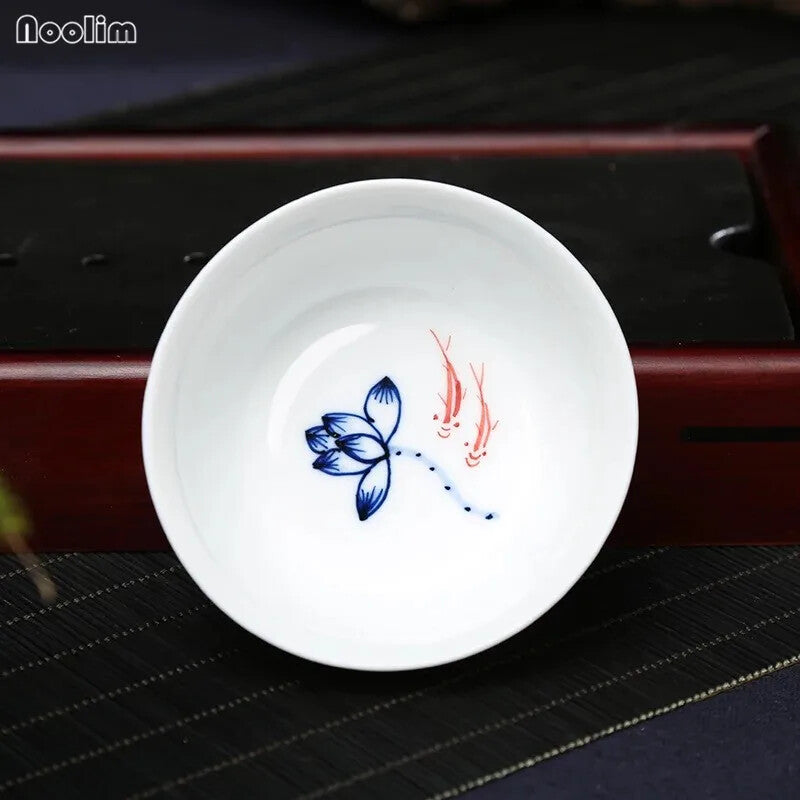 80ml Jingdezhen Ceramic Teacup Hand Painted Lotus Small Tea Porcelain Master