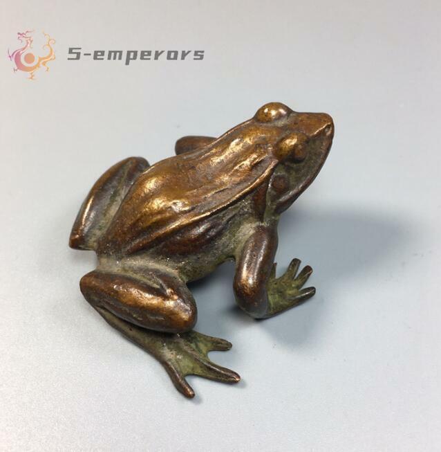 Rare Collectable Pure Copper Solid Frog Statue Chinese Tea Pet table decoration
