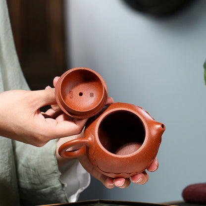 Chinese Original Ore Yixing Zisha Tea Pot Marked Handmade Lotus Embossed Pot New