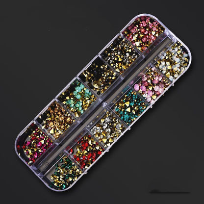 Nail Art Decor 12Design Box 3D Irregular Abalone Seashell Fragment Flakes Charms