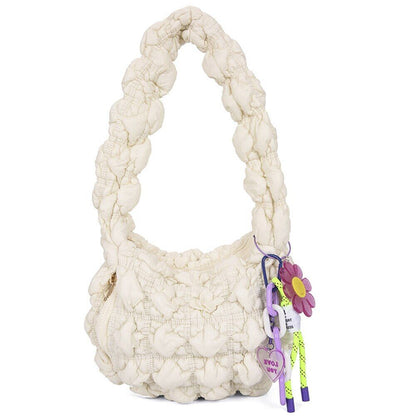 Nylon Women Shoulder Bags Lady Handbags Pleated Underarm Bag Small