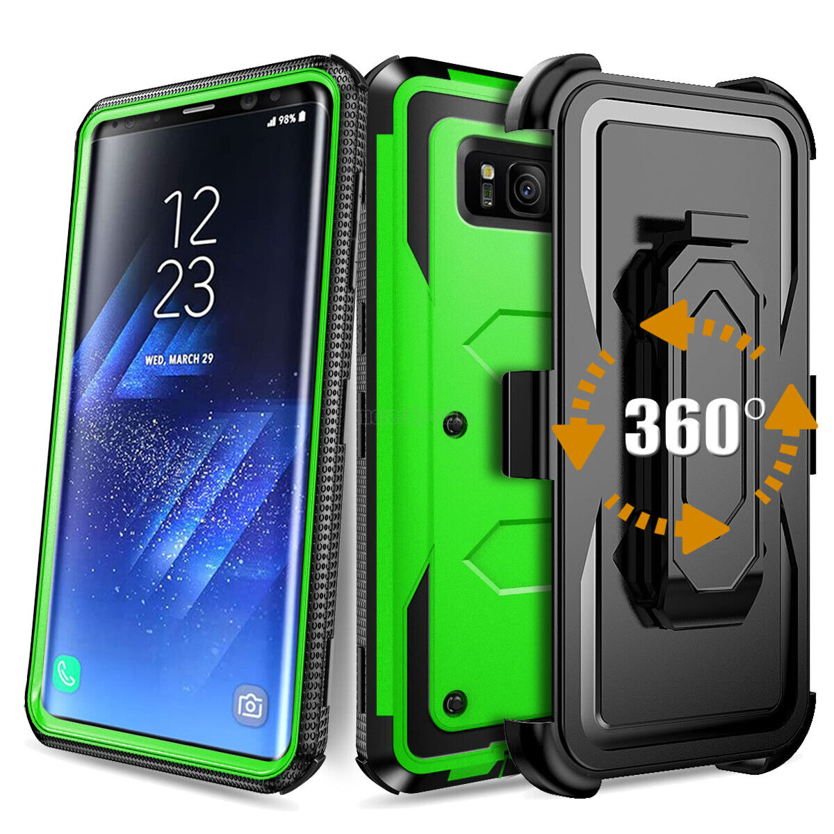 For Samsung Galaxy S8 Plus Rugged Phone Case Cover & Clip Holster + Accessories