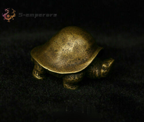 Chinese Luck Animal tortoise Turtle Statue Sculpture Folk Fengshui Brass Copper
