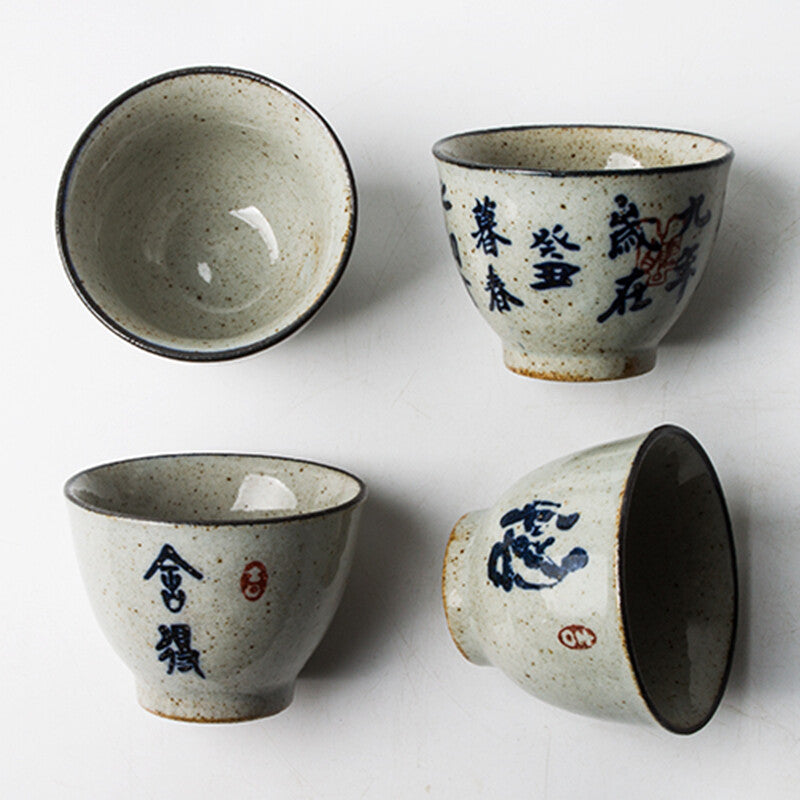 6 Style Vintage Chinese Pottery Cups Beautiful Wine Tea Cup Set Teaware