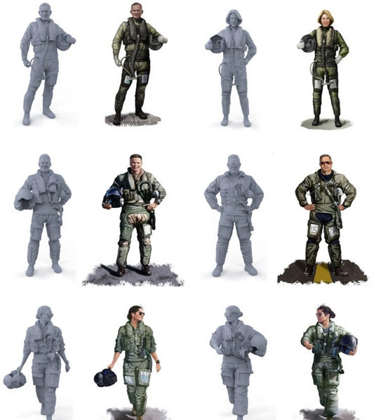 Unpainted1/48 Fighter Pilot For Av-8a/b F-35a/b/c model Scenarios fingures Kit