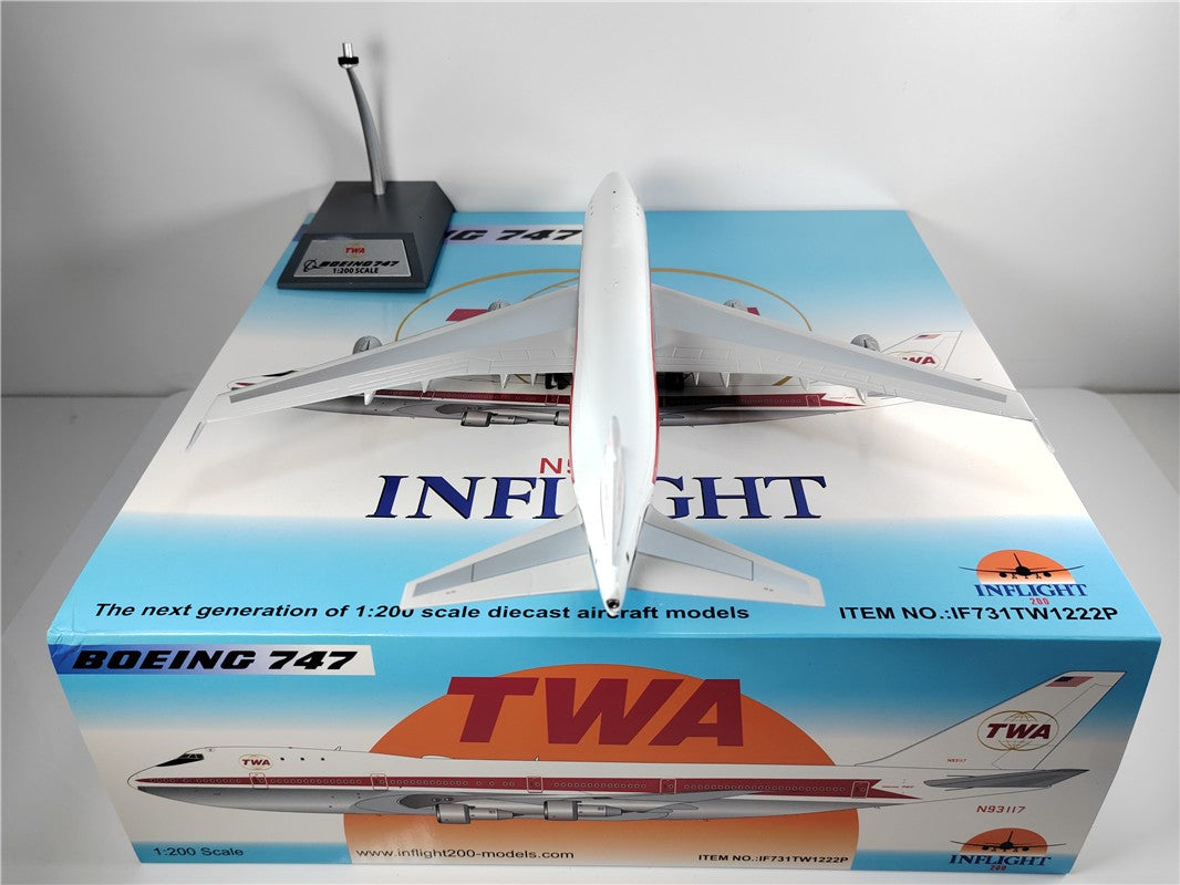 1:200 InFlight TWA Boeing 747 N93117 Passenger Airplane Diecast Plane Model