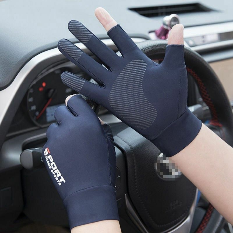 Driving Gloves Golf Silk Riding Two-Finger Fishing Non-Slip Fitness High-Elastic