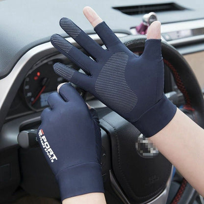 Driving Gloves Golf Silk Riding Two-Finger Fishing Non-Slip Fitness High-Elastic