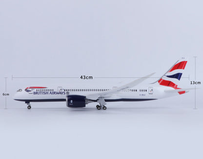 1:130 43CM BRITISH AIRWAYS BOEING 787 Airplane Landing Gear Resin Aircraft Model