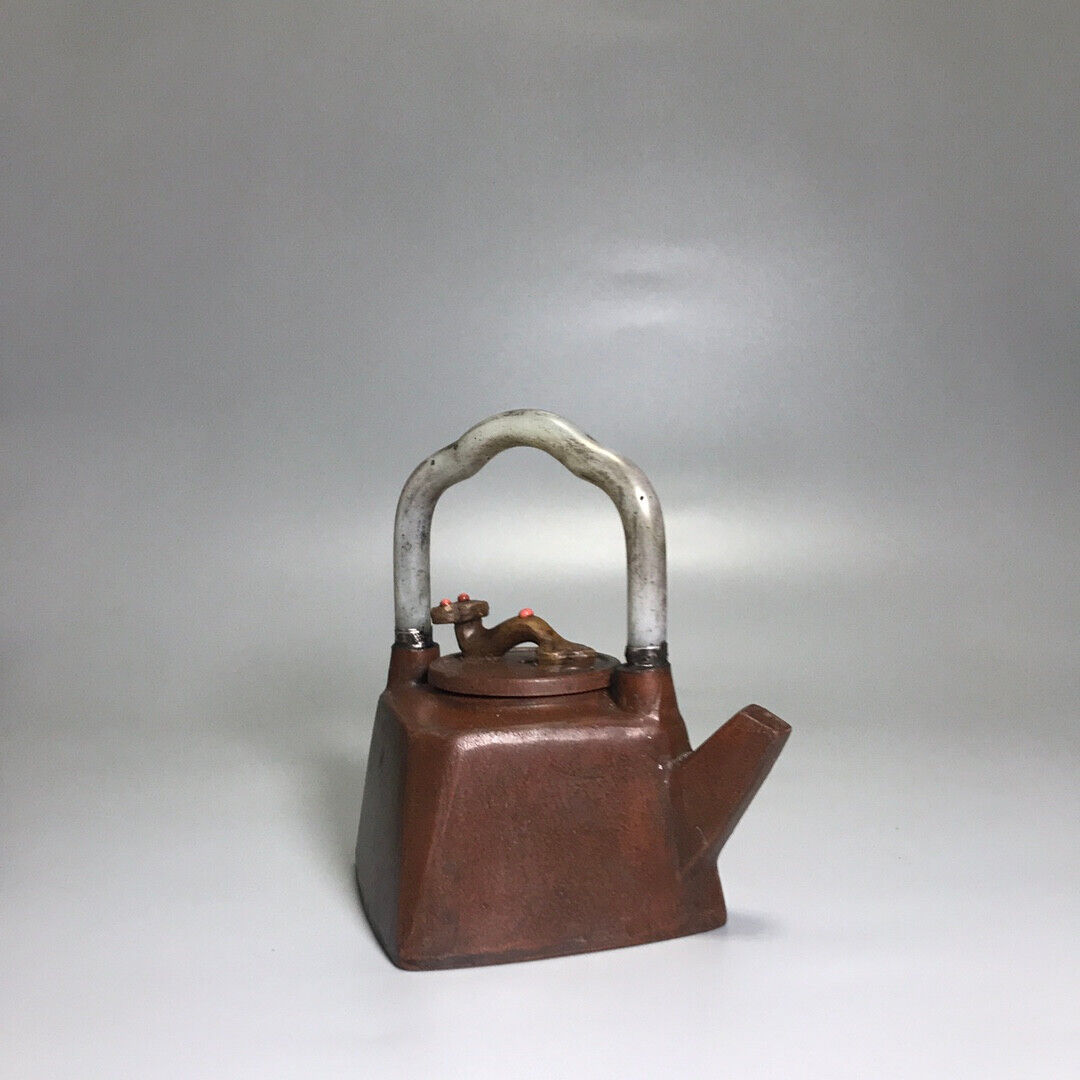 Chinese Yixing Zisha Clay Handmade Exquisite Teapot （方斗镶玉提梁 底款：杨鹏年）