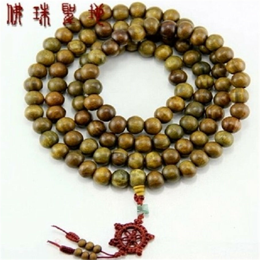 12mm Green sandalwood Mala Necklace 108 Beads Tassel Tibetan meditation Buddhism