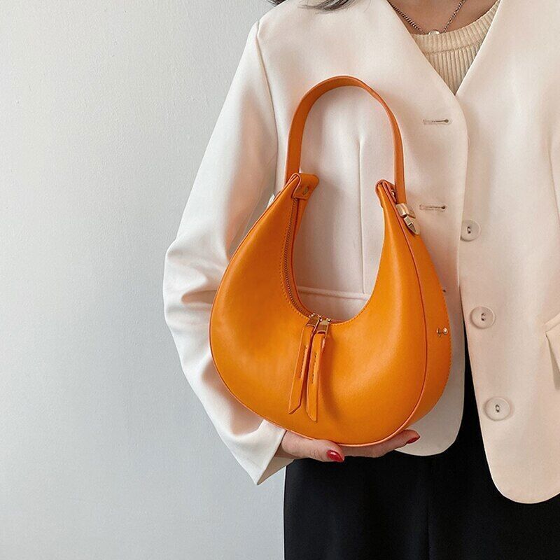 Handbags Women PU Leather Shopper Half Moon Purse Women Totes Bags