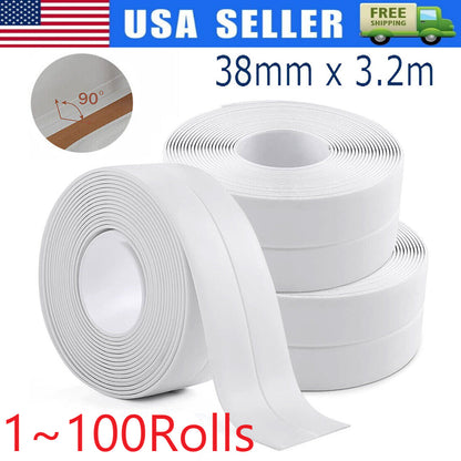 10.5FT PVC Self Adhesive Caulk Sealing Strip Tape For Kitchen Wall Sink Toilet