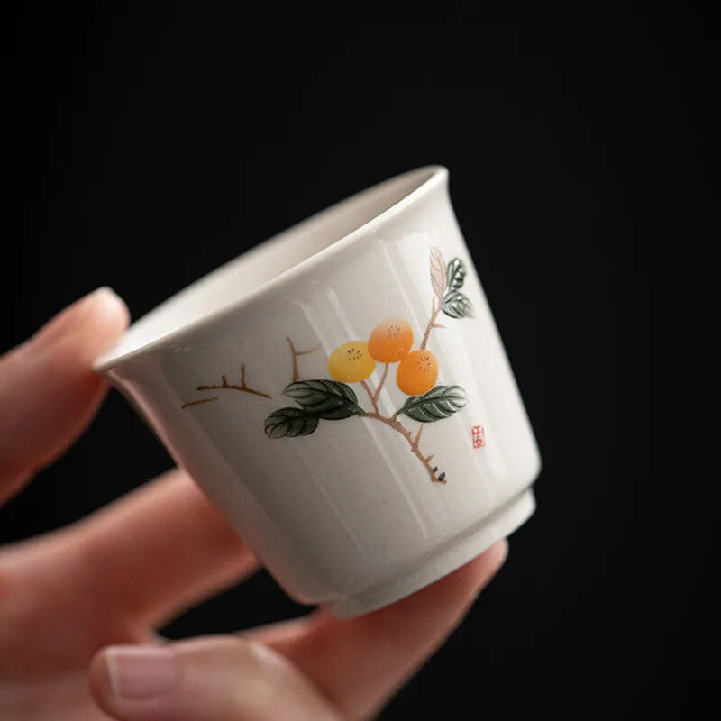 1Pc Chinese Handmade Ceramic Teacup Hand Painted Flower Porcelain Tea Cup