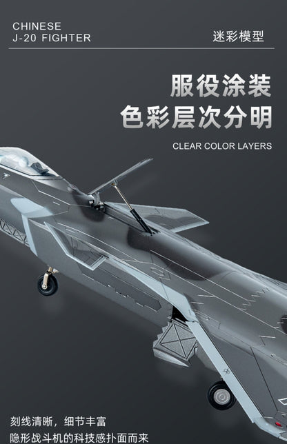 1:36 54CM CHINA J-20 Stealth Fighter Plane Jet Diecast Military Aircraft Model