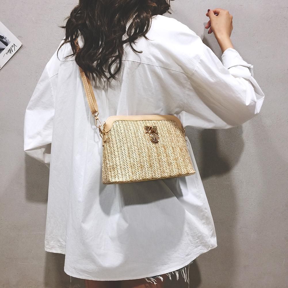 Straw Bag Woven Tassel Beach Shoulder Rattan Crossbody Purse Travel 23*17*11 CM