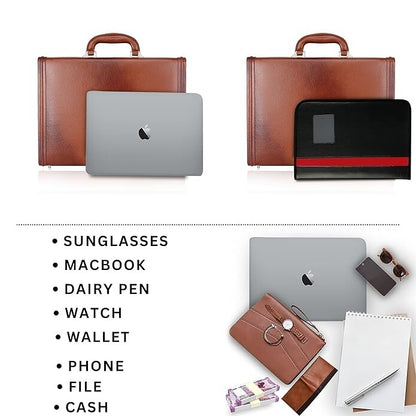 New Leather Travel Briefcase Side Combination Lock Office Business Handbag