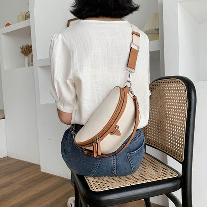 Zipper Shoulder Messenger Bag Chest Crossbody Handbags Synthetic Leather Bags