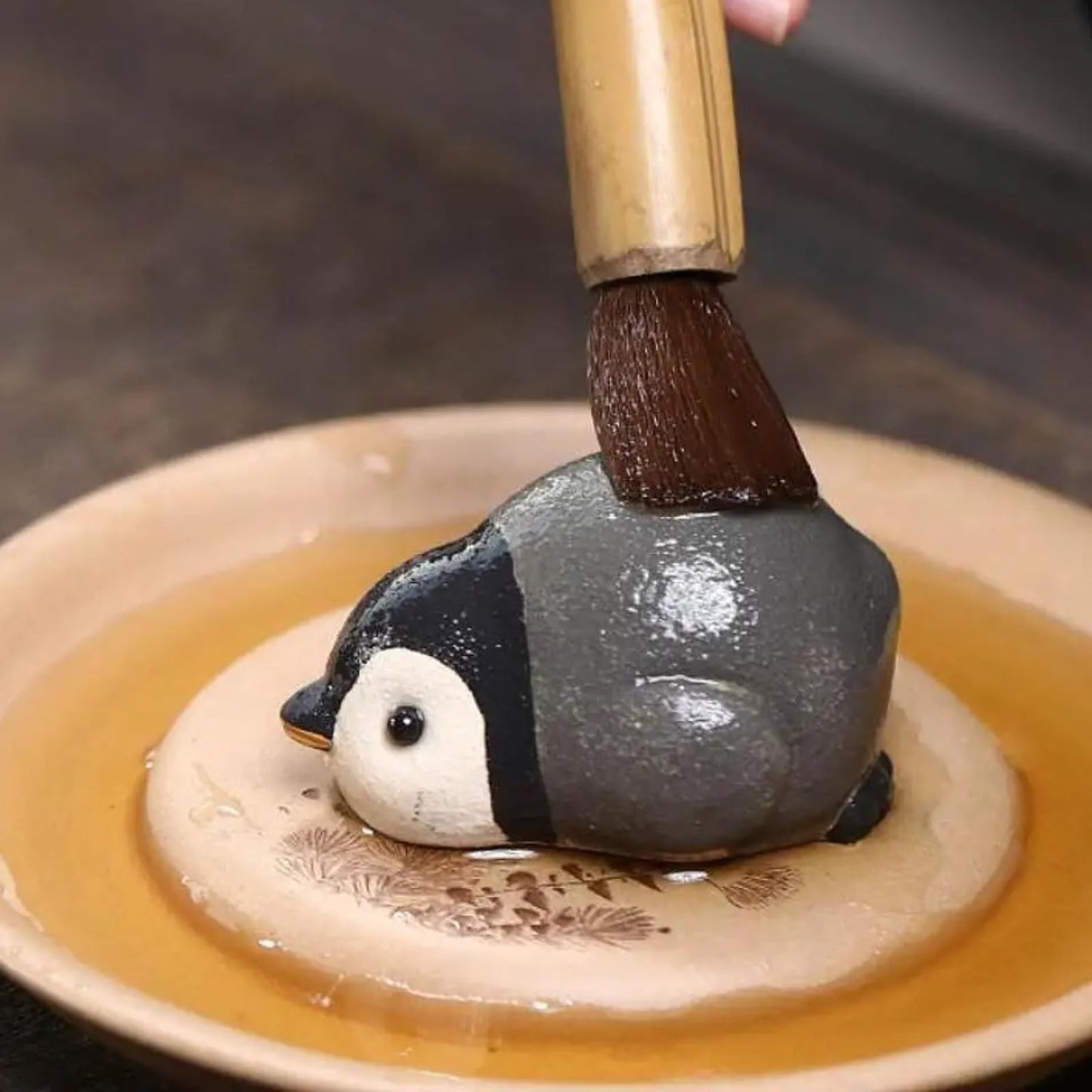 Cute Penguin Purple Sands Tea Pet 5cm 2in Animal Tea Tray Decor Tea Play