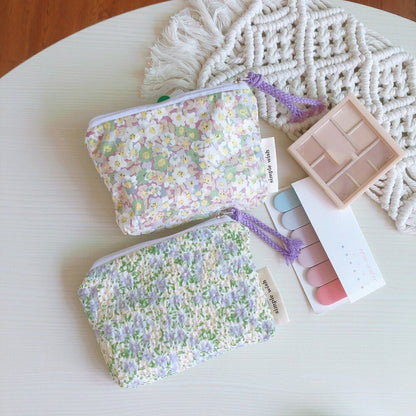 Small Cosmetic Make Up Bag Cotton Floral Organizer Bags Lipstick Purse Coin 1 PC