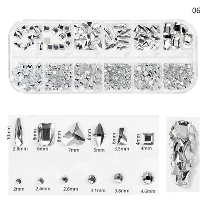 Nail Charms 30Pcs Boxed Luxury Shiny Planet Alloy 3D Art Rhinestones Bling Decor