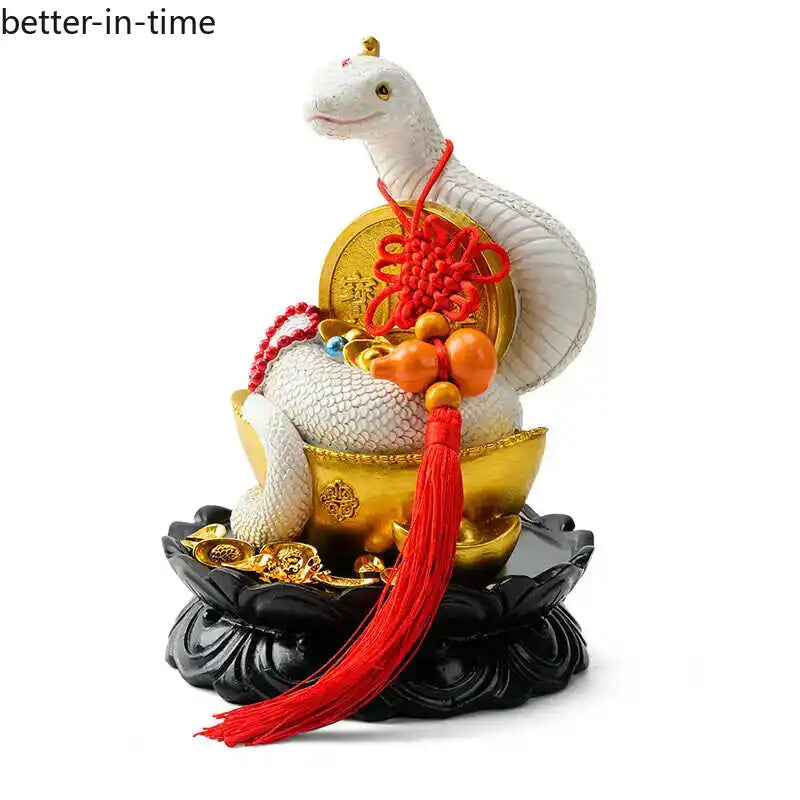 Willow Statue White Python Spirit Snake Statue Lucky Zodiac Temple Hall Mascot
