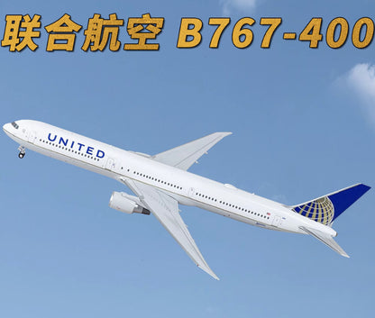 1:400 Panda UNITED BOEING 767-400 Passenger Aeroplane Diecast Aircraft Model