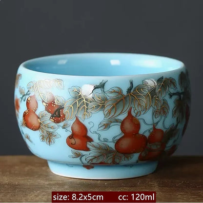 120ml Enamelled Pattern Handmade Porcelain Teacup Ceramic Tea Bowl Master Cup