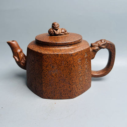 Chinese Yixing Purple Clay Teapot Tea Set Pot Zisha Ceramic Cute Decor Figurine