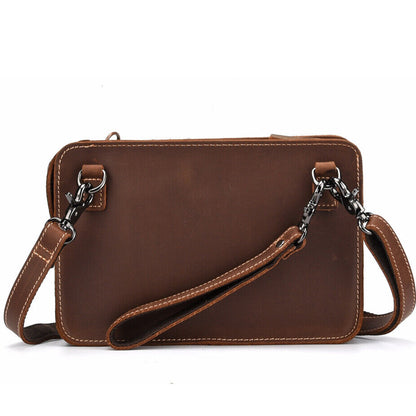 Crazy Horse Leather Business 10" Briefcase Mens Clutch Envelope Bag Shoulder Bag