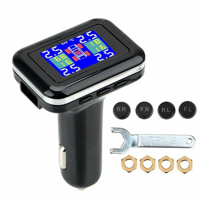Car Tire Pressure Sensor Temperature Warning Fuel Save Monitor System 4 External