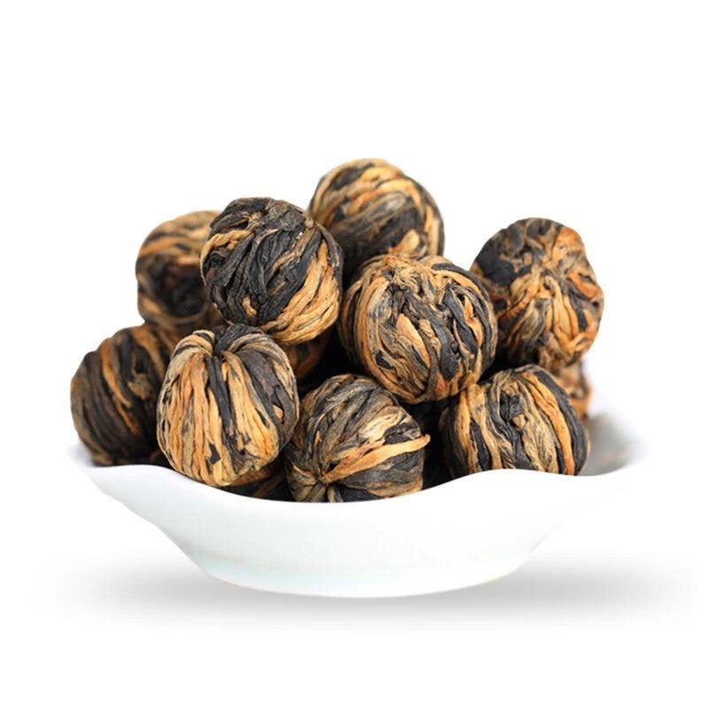 500g Organic Dian Hong Blooming Tea Ball Dragon Pearl Handmade Yunnan Black Tea