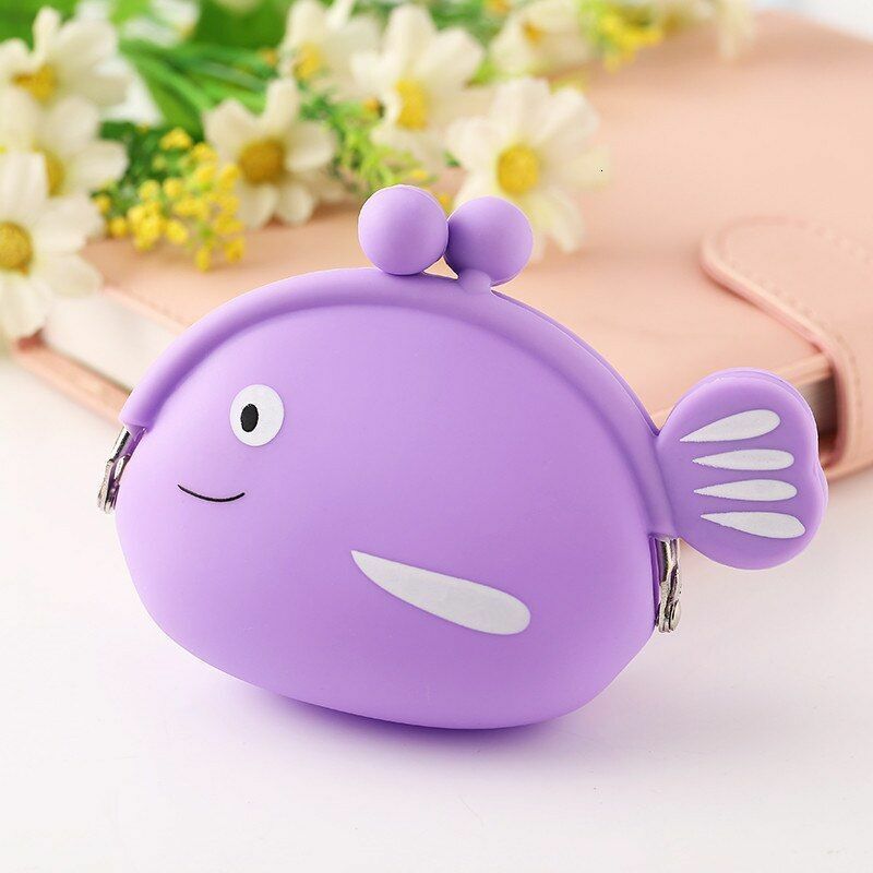 Coin Purse Cartoon Fish Animal Pouch Women Girls Small Wallet Soft Silicone Bag