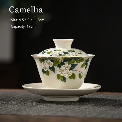 Japanese Grass Grey Ceramic Cover Bowl Tai Li Bowl Tea Has A Cover Bowl 175ml