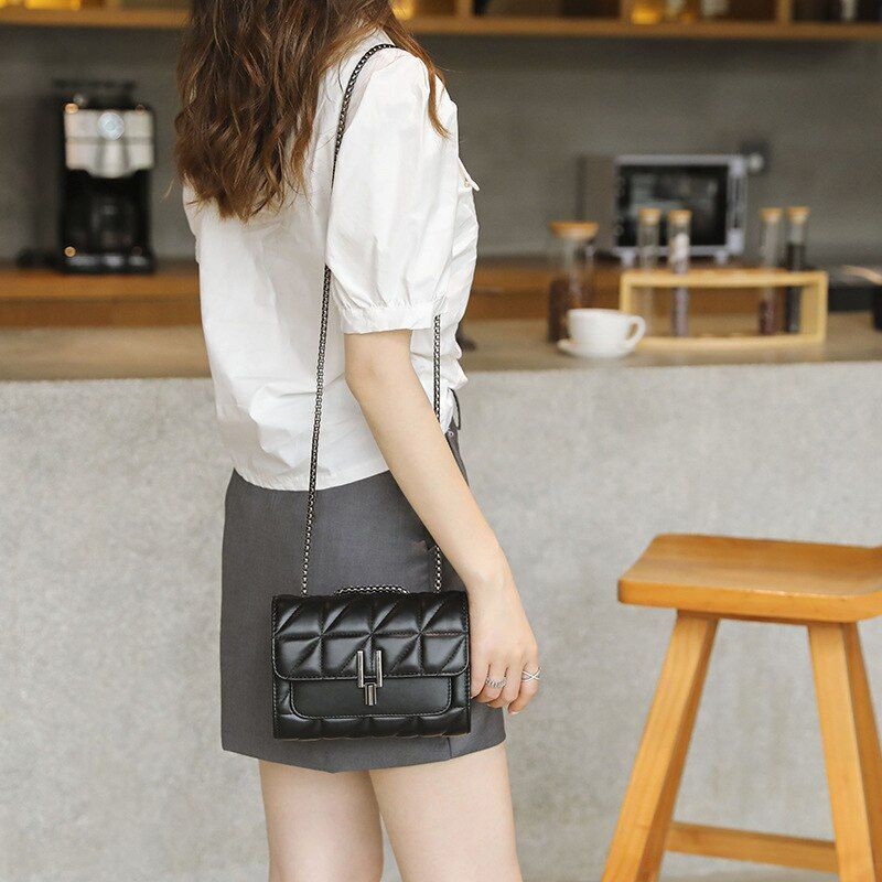 Luxury Synthetic Leather Chain Crossbody Handbag Shoulder Purse Small Square Bag