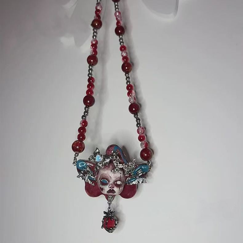 Original Heavy Craft Doll Fantasy Metal Beaded Necklace Unique Design
