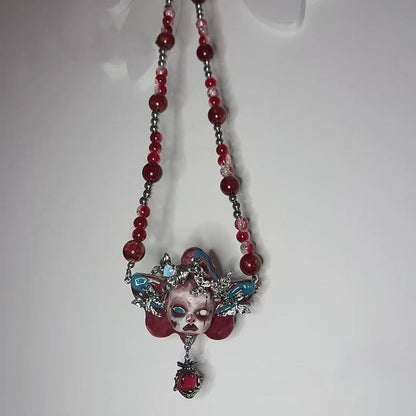 Original Heavy Craft Doll Fantasy Metal Beaded Necklace Unique Design